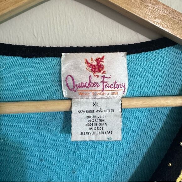 Vtg Quacker Factory Christmas Cardigan Sweater XL Zip Nativity Novelty Jesus - Picture 5 of 9